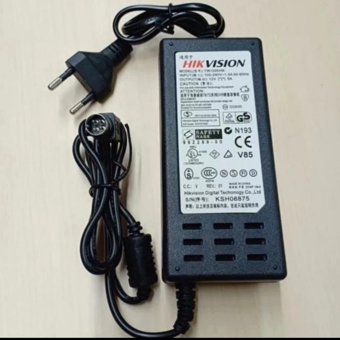 Adaptor hikvision 12V 5A 4 pin DVR Adaptor NVR CCTV Adaptor HIKVISION