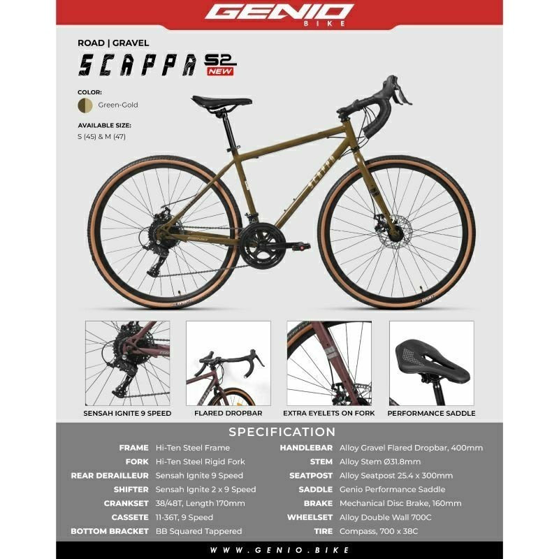 Sepeda Gravel 700C Merk Genio Scappa