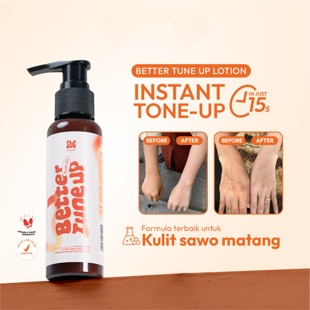 PRETTYWELL Better Tune Up Lotion 90gr | Instant Brightening Whitening Tone Up Body Lotion Pemutih