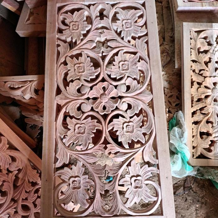 ukiran kayu loster kusen pintu boven lisplang roster ornamen ukir 40x60 cm ng4