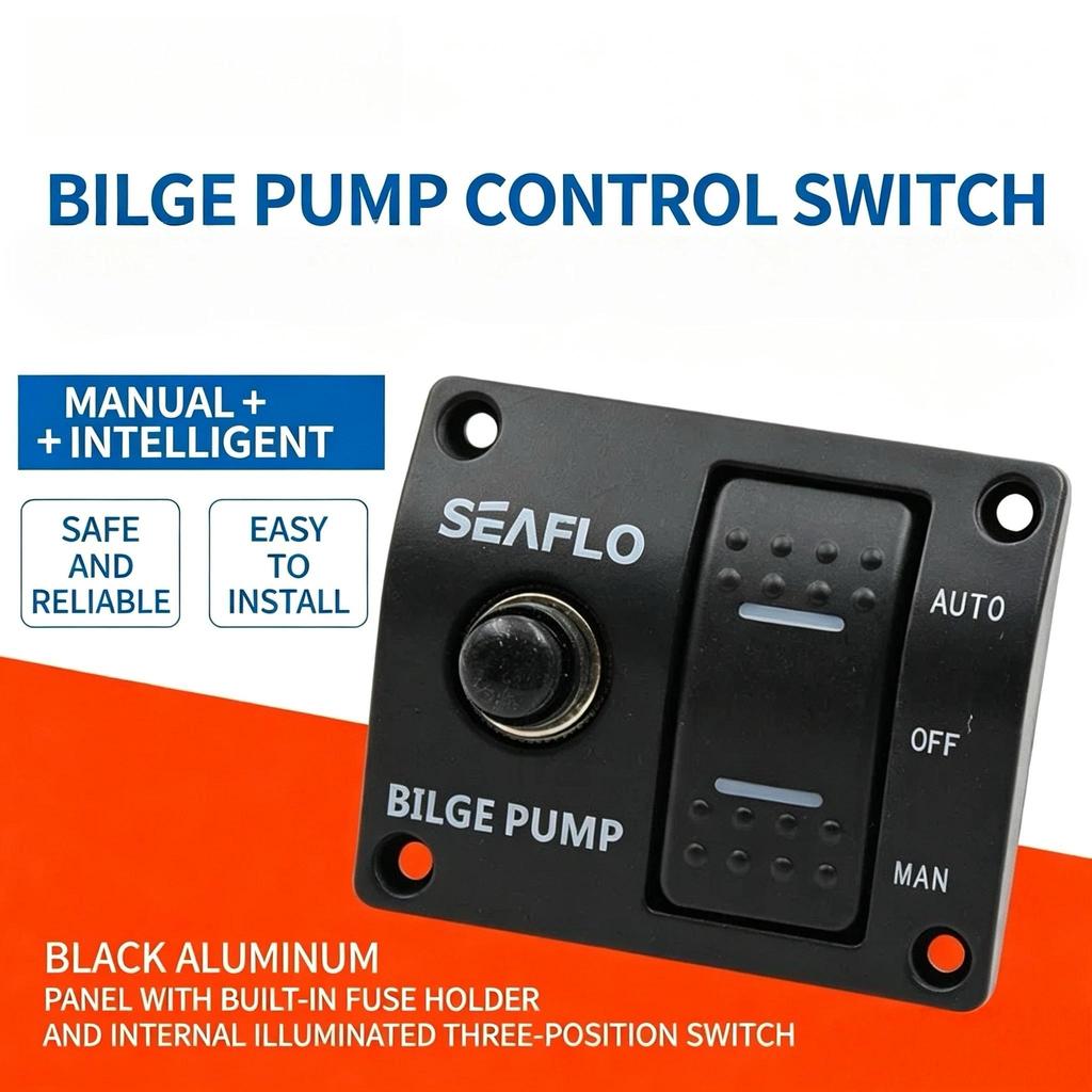Bilge Pump Control Switch Panel, Waterproof Automatic Float Control Switch for Yacht Marine Accessor