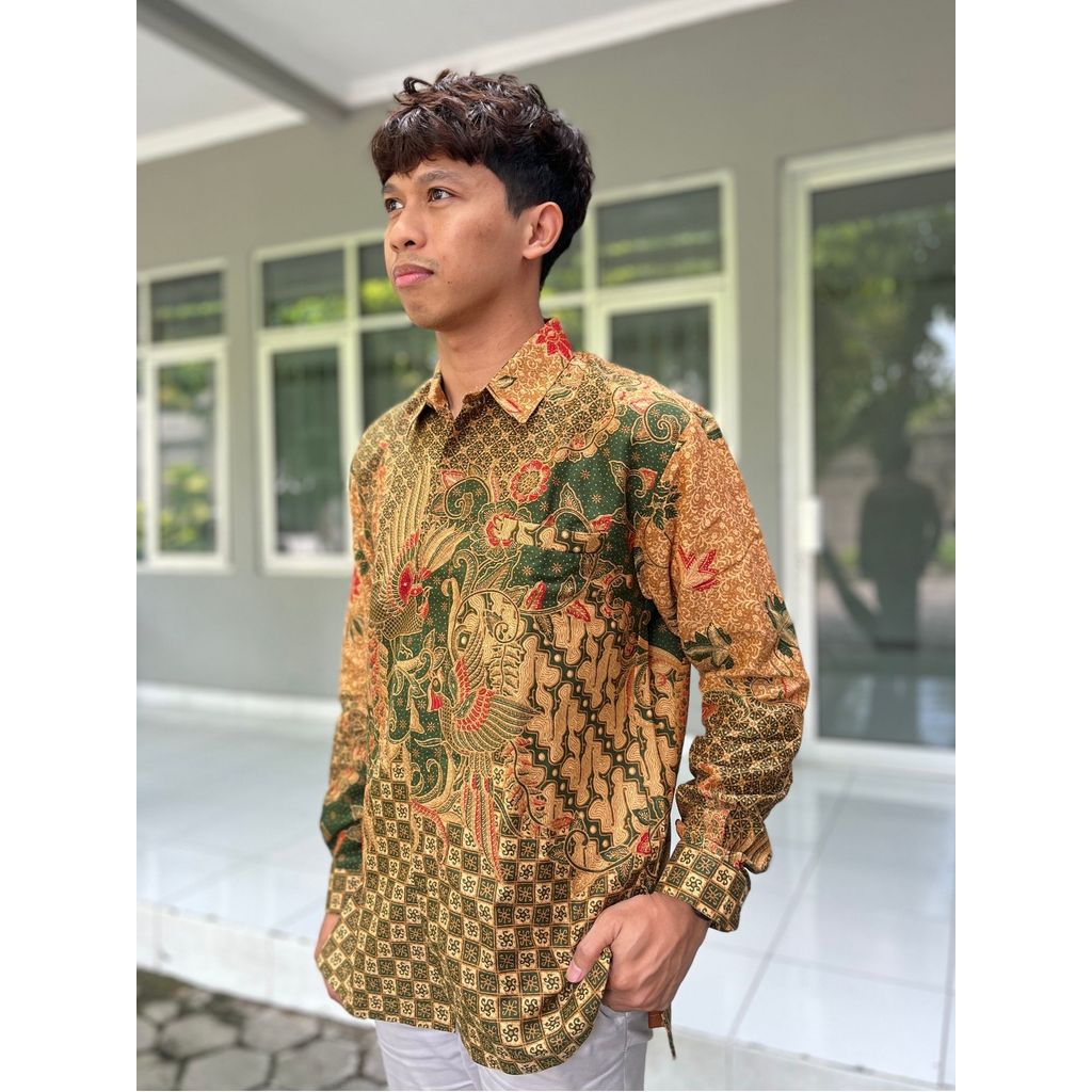 MARGARIA BATIK - Kemeja Batik Pria Lengan Panjang Bahan Dobby - Kemeja Banara