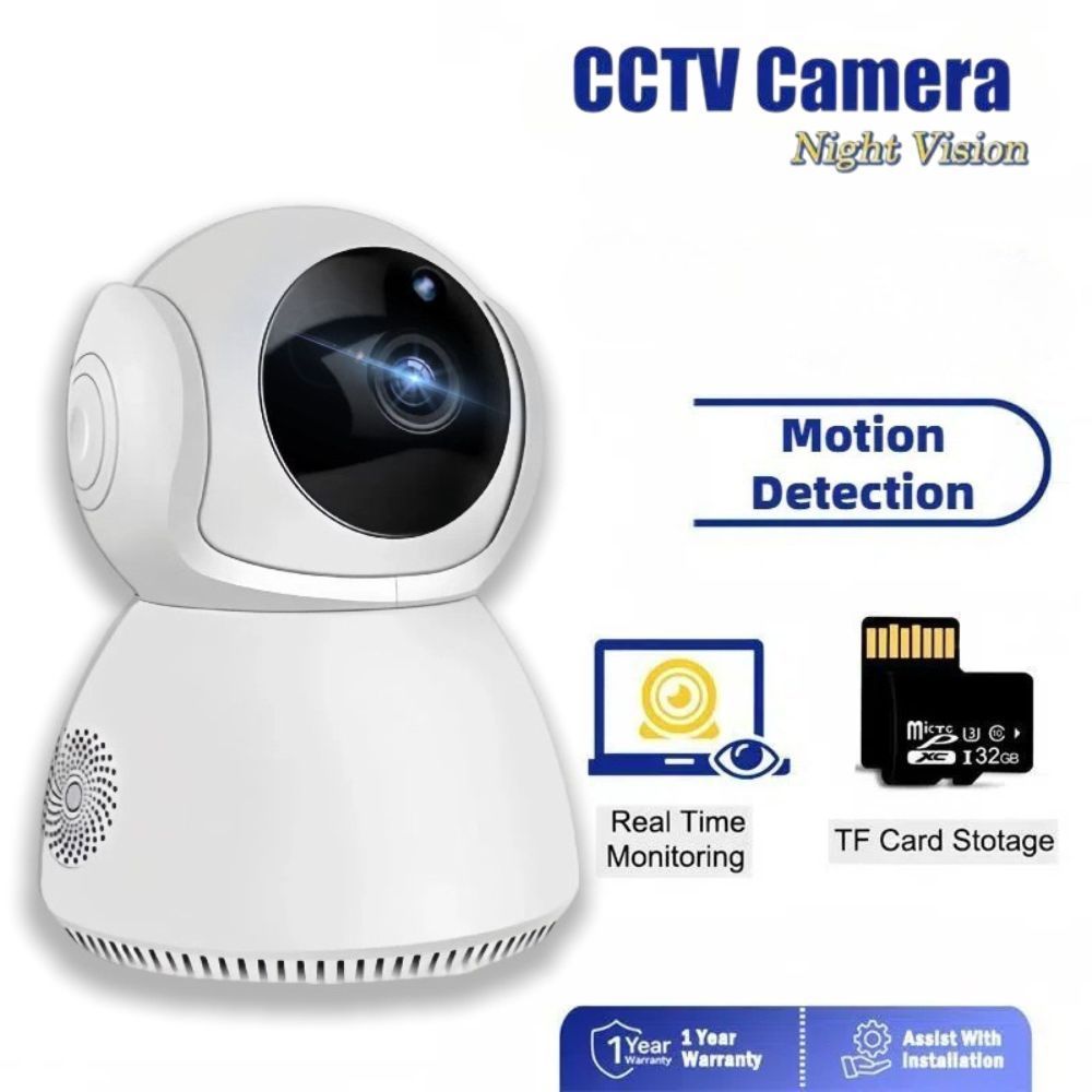 CCTV Indoor Robot V380 Pro CCTV Sambung Hp Pantau Jarak Jauh 360° Motion Detect Two-Way Audio HD
