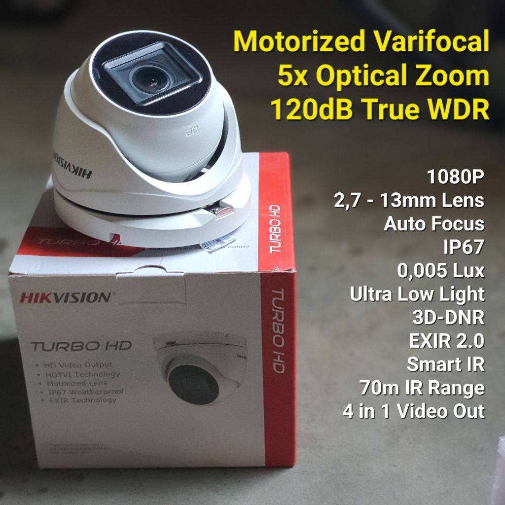 CCTV Hikvision Analog Motorized Varifocal 2MP DS-2CE79D3T-IT3ZF 120dB WDR, Ultra Low Light, hikvisio