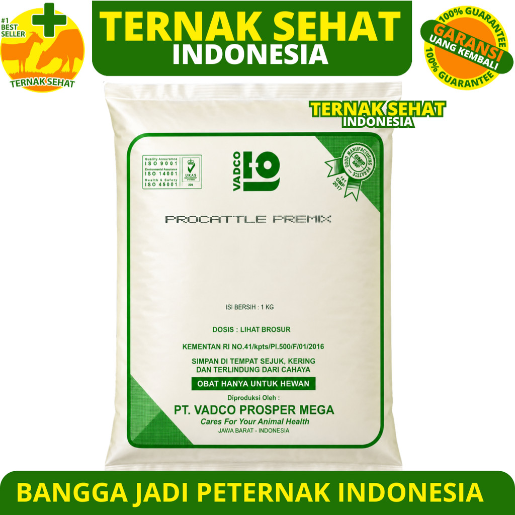 PROCATTLE PREMIX 1 KG VADCO - PRO CATTLE Premix VADCO Vitamin Mineral Sapi Potong Perah Kambing