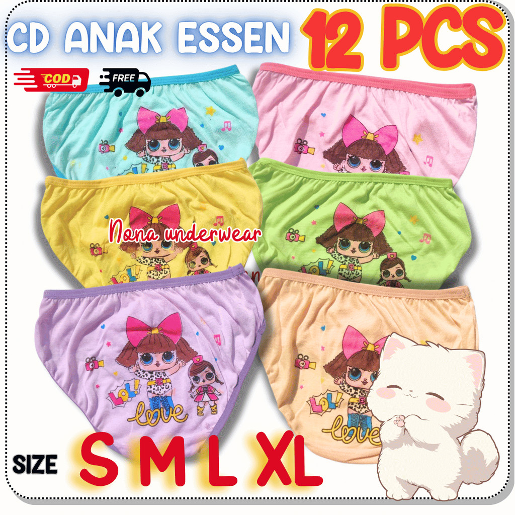 GROSIR 12pcs CD Essen kids / celana dalam anak perempuan nona underwear