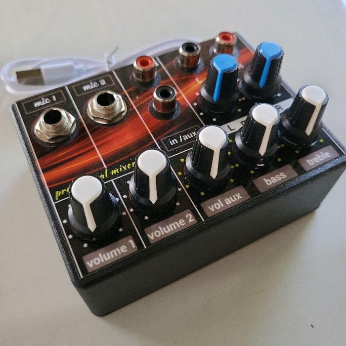 Mixer 5 Volt Rakitan Mini dengan Bass Treble Audio dan Kabel USB untuk Soundcard dan Speaker Aktif