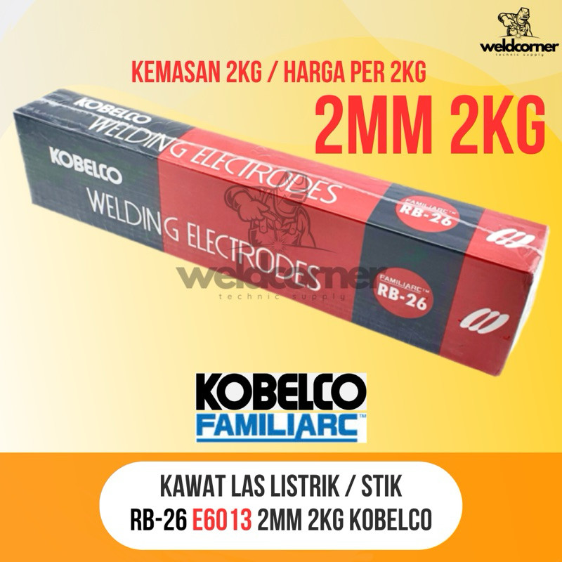 ALIANSHOP KAWAT LAS KOBE RB26 2MM 2KG E6013 / KOBE STEEL RB-26 2.0 / KOBE STEEL RB 26 2,0