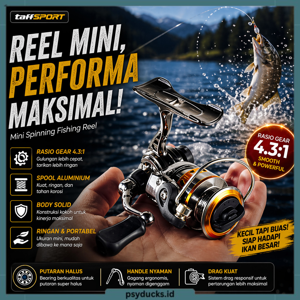 Reel Pancing Mini Spinning Fishing Reel 4.3:1 100 TaffSPORT - MN100