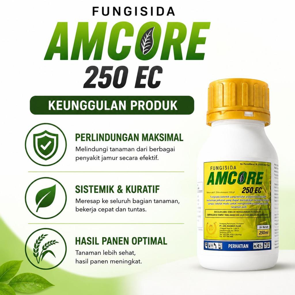 AMCORE 250 EC 250/500ML Fungisida Sistemik Pengendali Penyakit Padi Busuk Pelepah & Bercak Daun