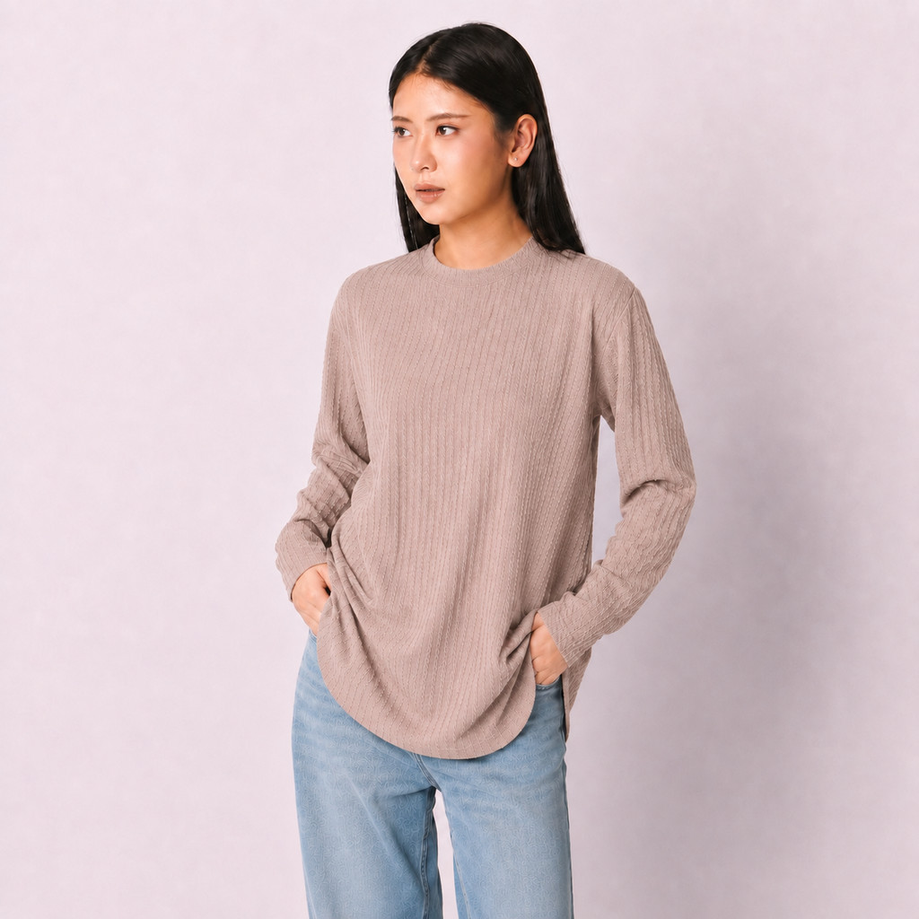 NEW RILLEY - Kaos Crinkle Maulida Wanita | Baju Lengan Panjang Polos Crinkle Cewek Muslim Perempuan 