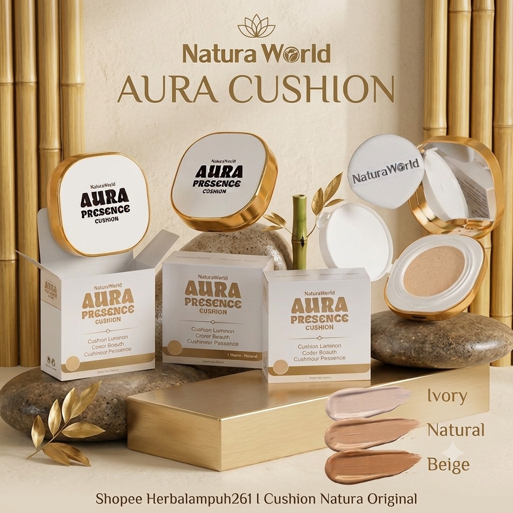 NaturaWorld Aura Presence Cushion Original | Cushion Makeup + Skincare | UV Protection | Natural Fin