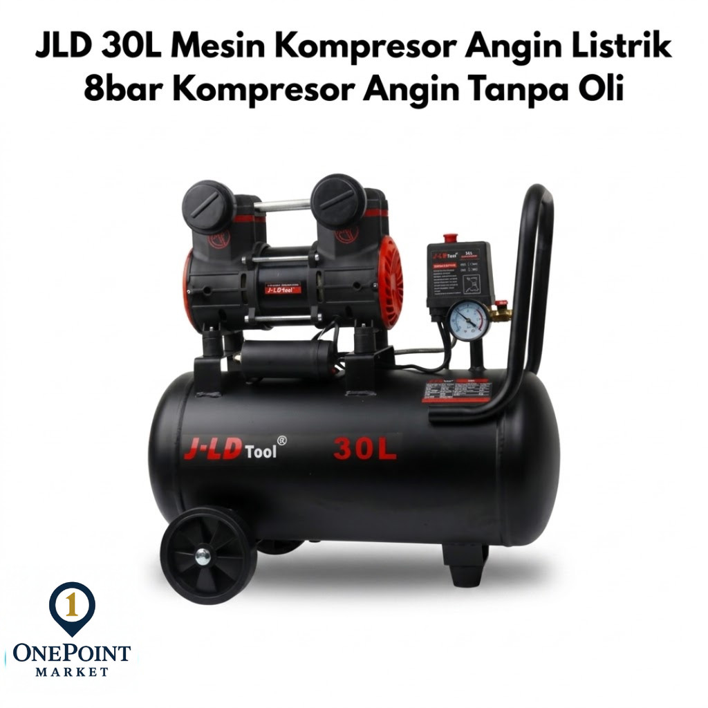 JLD 1HP 30L Oilless Air Compressor Silent Kompresor  Tanpa Oli