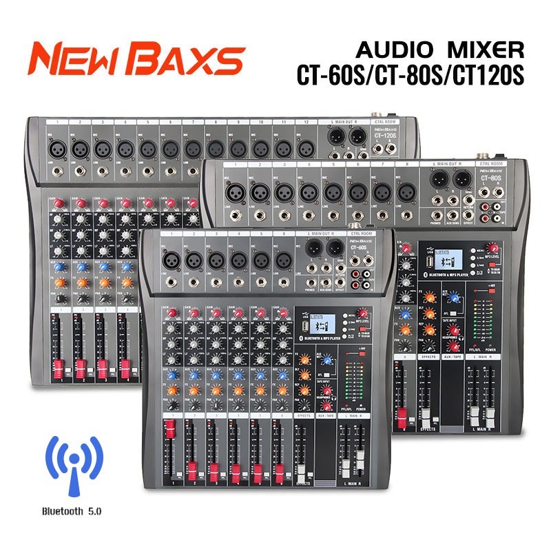 NEW BAXS CT60S/CT80S/CT120S Audio Mixer Professional 6/8/12 channel mixer Built-in reverb effect Sup