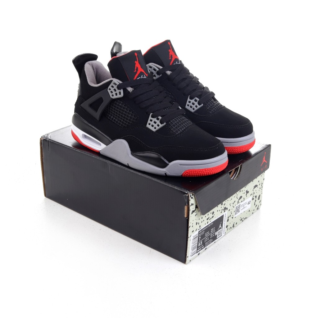 (MARKET) Sepatu Sneakers Nike Air Jordan 4 Retro Black White Red limited
