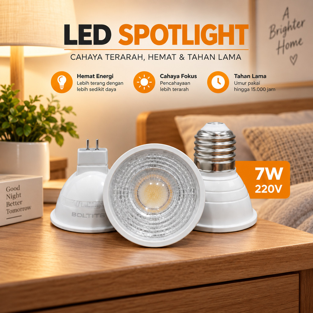 Lampu Halogen MR16 E27 Par Led 7W Spotlight - 3000k, MR16