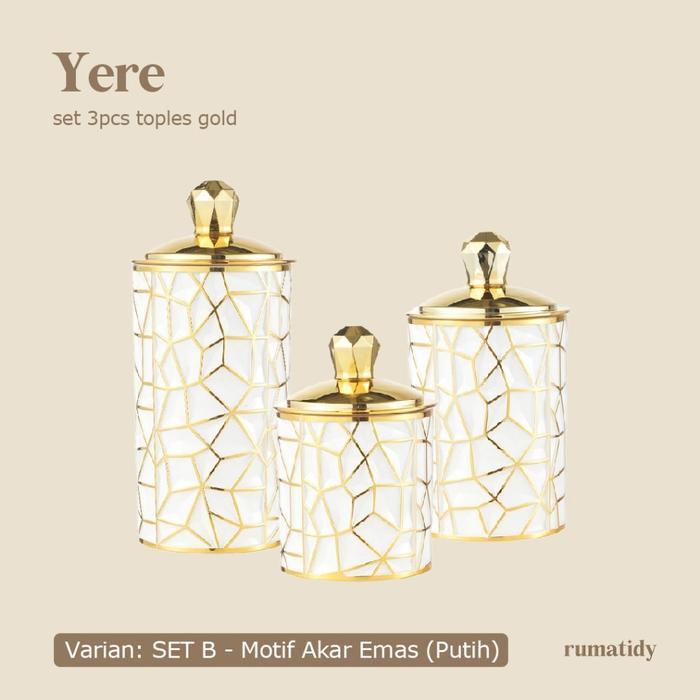Promo YERE SET Toples Mewah Aesthetic Emas Plastik Ukuran Besar - B - GOLD Root Putih Satu Set Tople