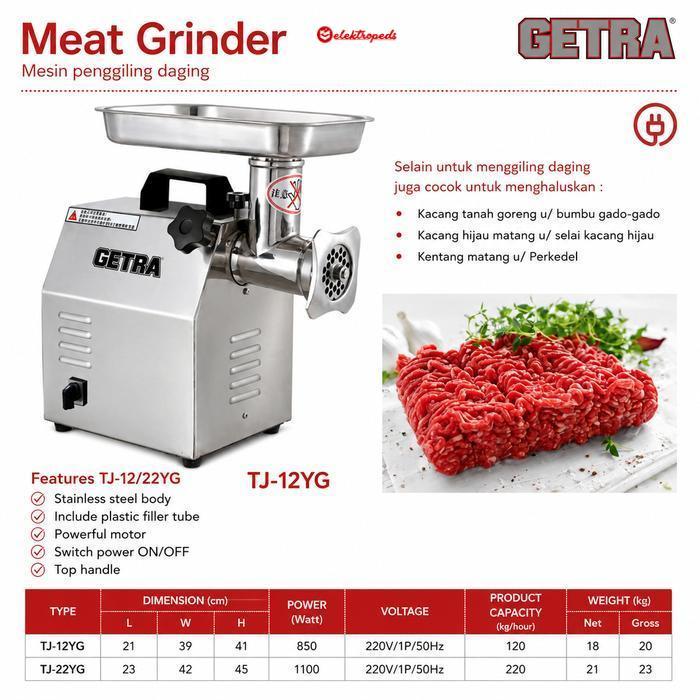 GETRA TJ-12YG Mesin Giling Daging Meat Grinder Stainless Steel Heavy Duty Mesin Bakso Sosis
