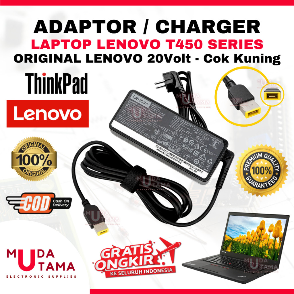 Adaptor Charger Laptop LENOVO Thinkpad T450 USB Kuning T450S - Adaptor Laptop LENOVO Thinkpad T450 -