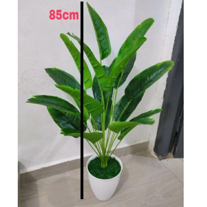 daun pisang hias daun artificial dekorasi rumah pot bunga - DAUN DAN POT, 18 daun