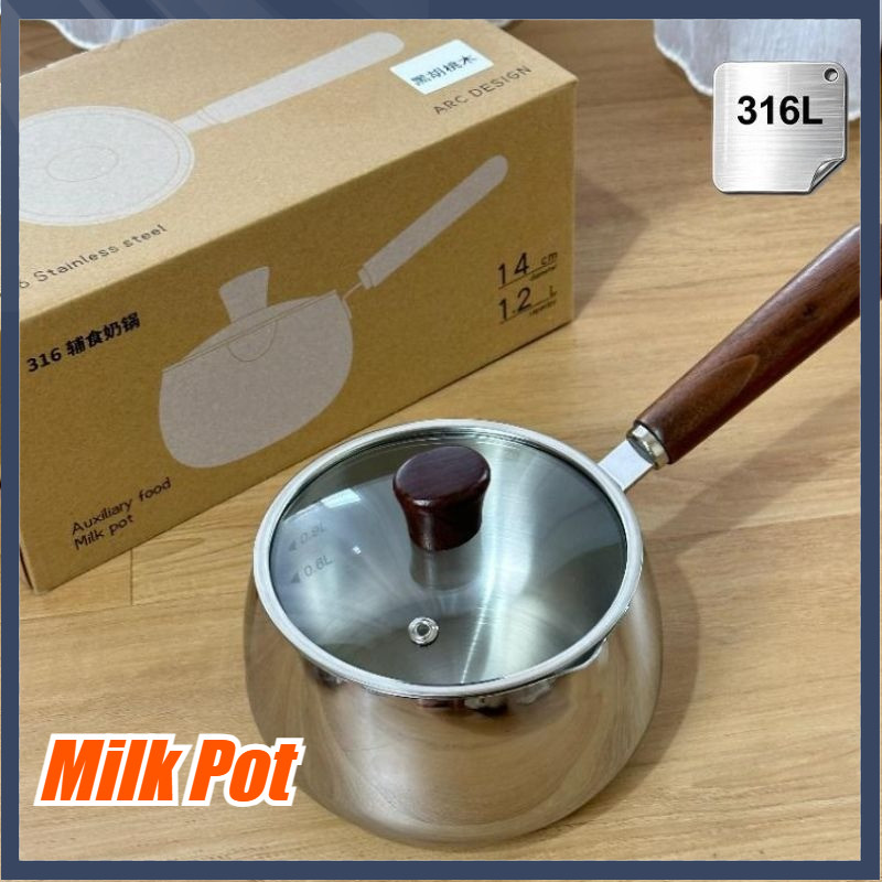 【COD】Milk Pot Stainless Steel Premium SUS 316 Panci Susu Panci Kukus High Quality Snow Pan Panci Mie