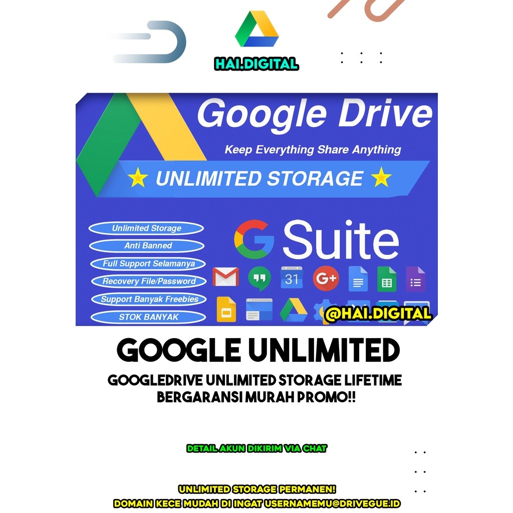 [ ANTI BANNED ]GoogleDrive Unlimited Storage Lifetime / Gdrive Unlimited BERGARANSI Domain Kece