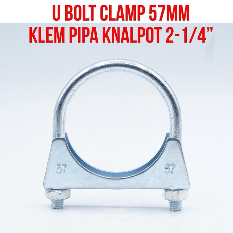 EROM 57mm 2-1/4 inch Klem Pipa Knalpot Exhaust UBolt Clamps | 57 mm 2-1/4 inch U Bolt Clamp for Auto