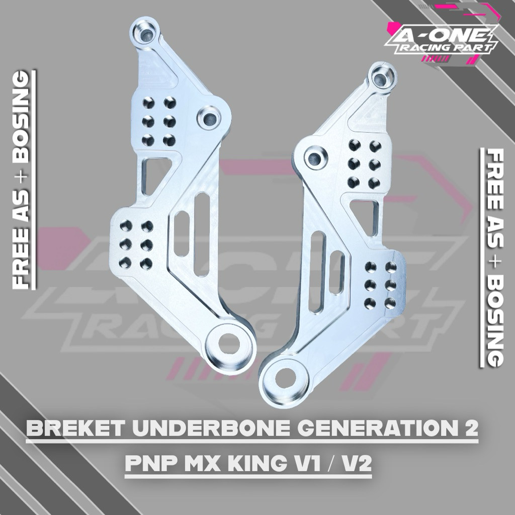 Breket Underbone G2 MX KING V1/V2 A-One PNP RCB Rapido Silver (Free As Bosing & Sticker)