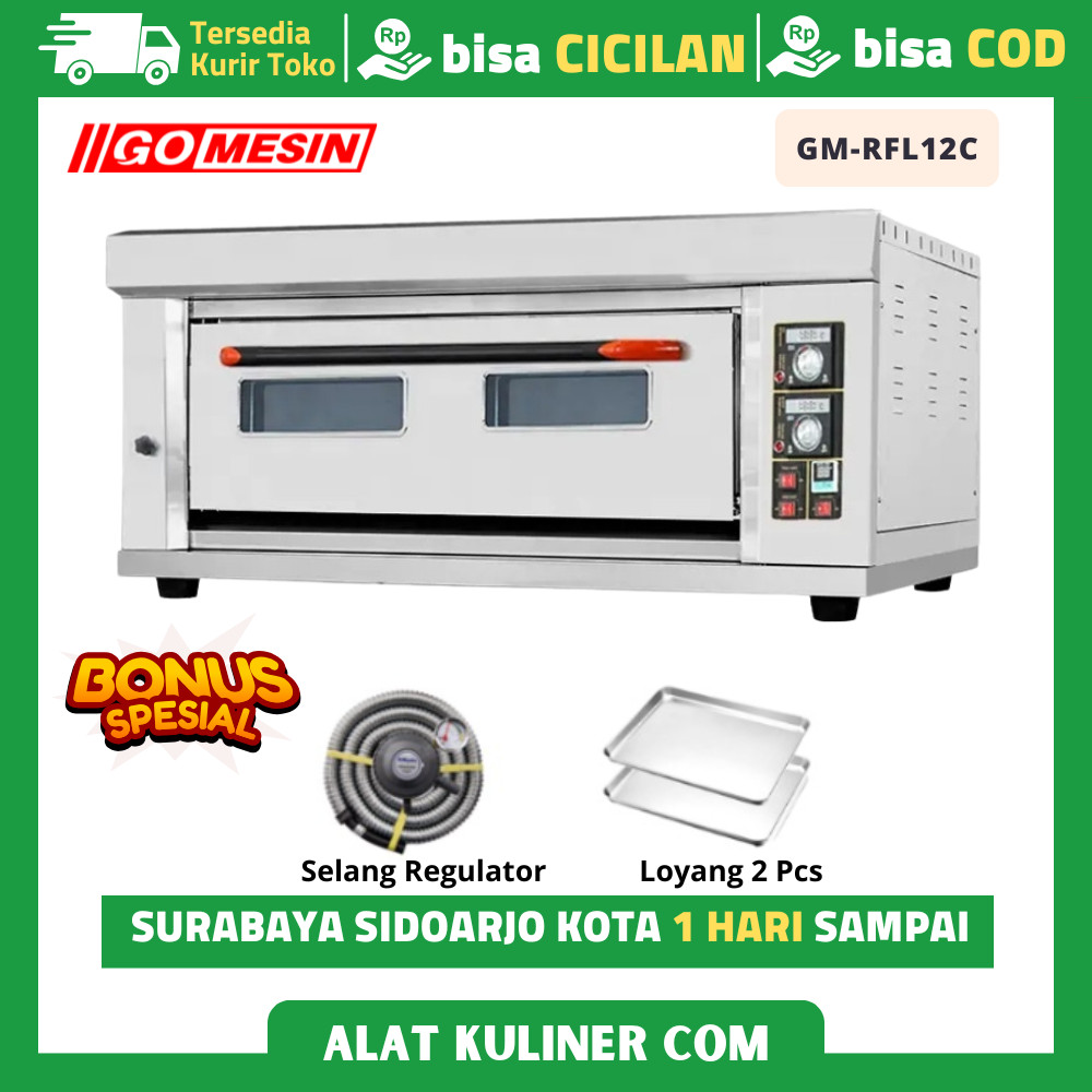 Oven Deck Pizza Gomesin GM-RFL12C Oven Gas Pizza Alas Batu 1 Deck 2 Tray