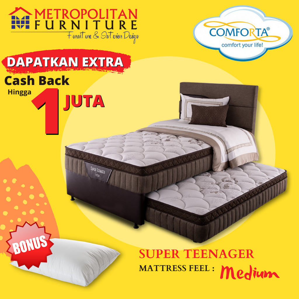 Kasur Springbed Comforta 2in1 Super Teenager FULL SET / Ranjang sorong / Kasur anak / Spring bed sor