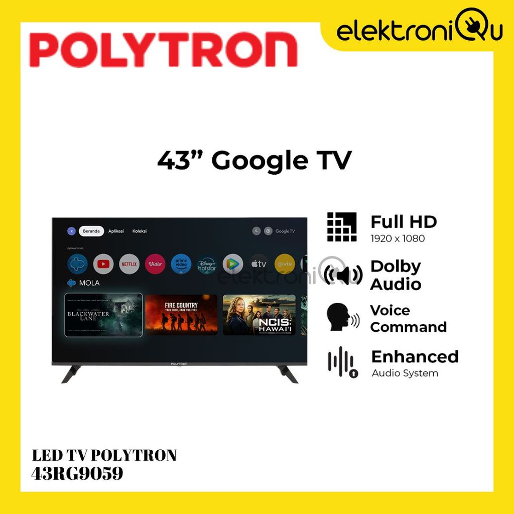 LED TV POLYTRON 43RG9059 43 INCH Smart Cinemax Google TV