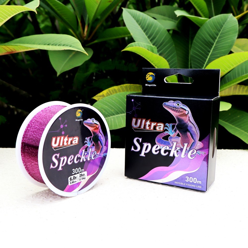 Tali Pancing Bingolife Seri Ultra Siluman - 300m Bintik Ungu - Bahan Monofilament Nylon Jerman Kuali