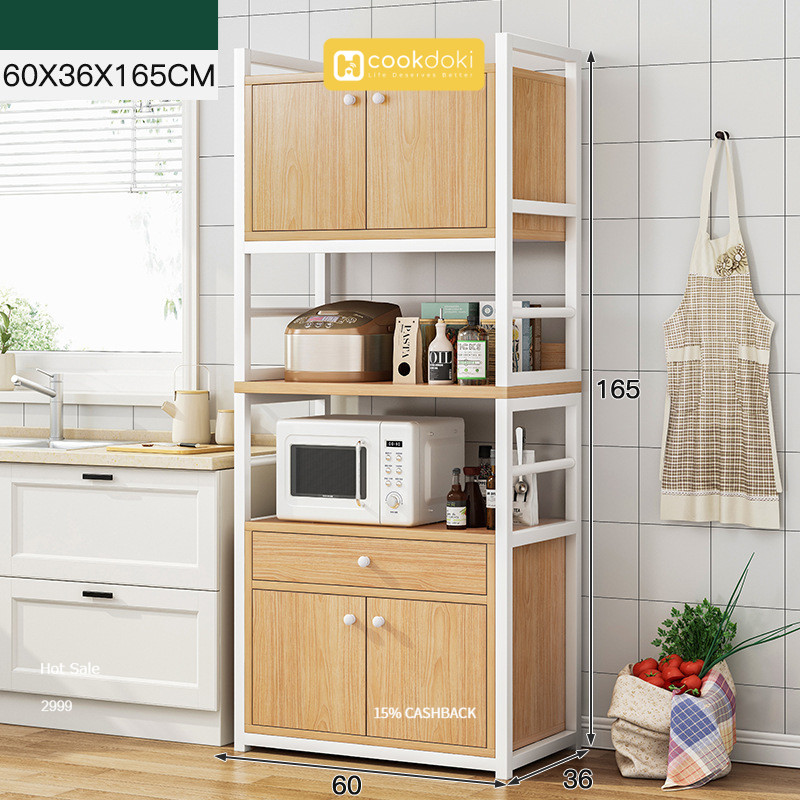 Cookdoki Lemari Dapur Kayu / Rak Dapur Minimalis / Rak Dapur Serbaguna / Lemari Dapur Minimalis / Ra