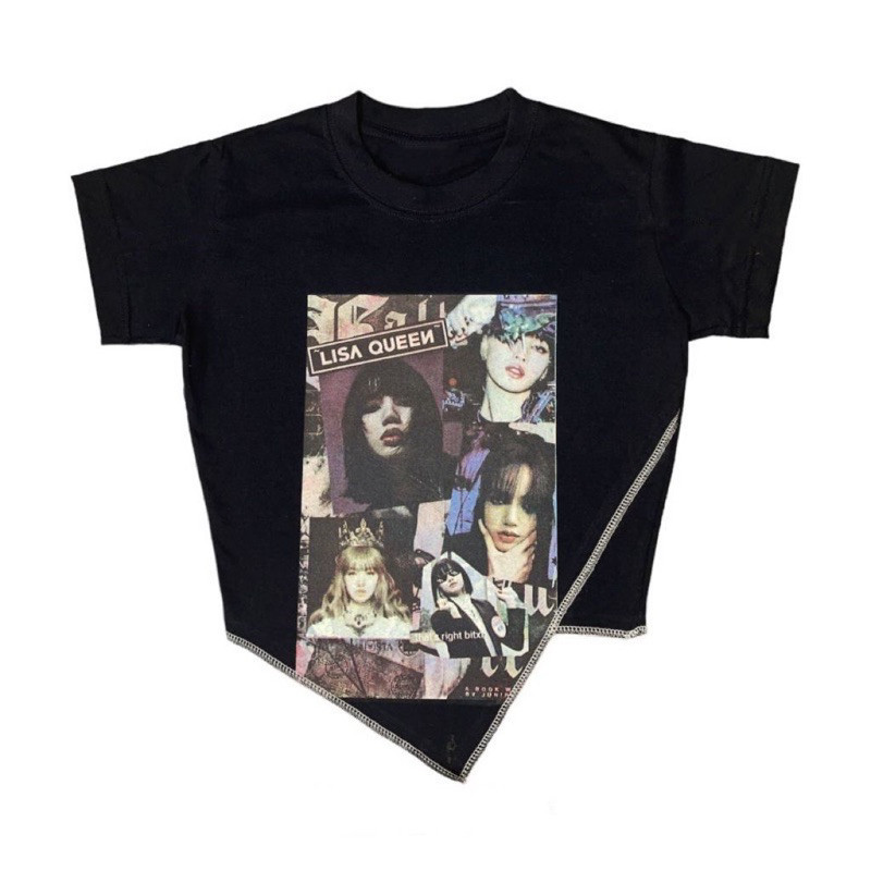 MF Lisa Black Pink Crop Top Wanita (LD 88, P 42)