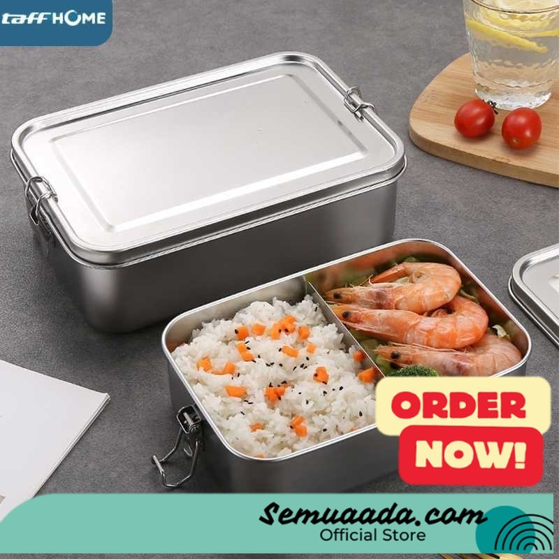 TaffHOME Kotak Makan Lunch Box Stainless Steel 2 Grid 1400ml - UP-14