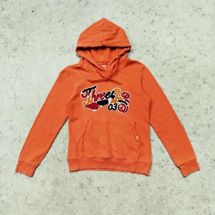 pullover hoodie THREE QR jemper pria  logo bordir murah bagus size S fit M warna cerah