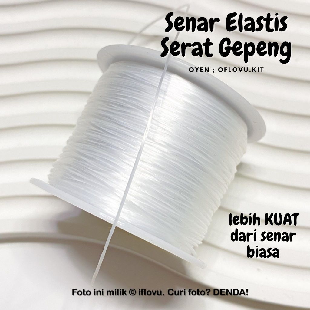 Senar Elastis Serat Gepeng | Tali Gelang Elastis Super Kuat DIY Cincin Meronce Manik Manik | Tali Ka