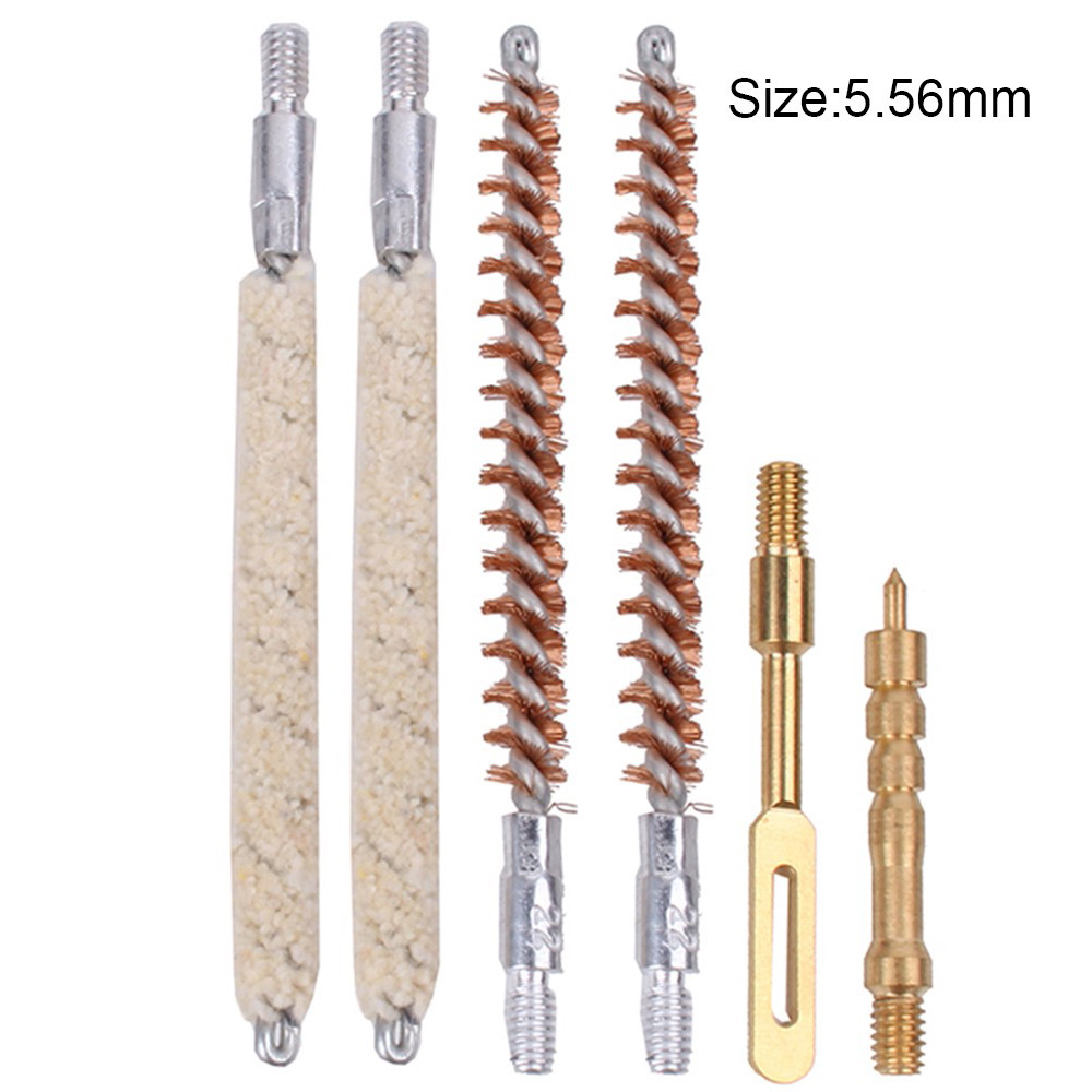 6 Pcs/Set Gun Cleaning Rod Brush Head Kit .30cal 7.62mm .22cal 5.56mm .35cal 9mm Rifle Pistol Cleani