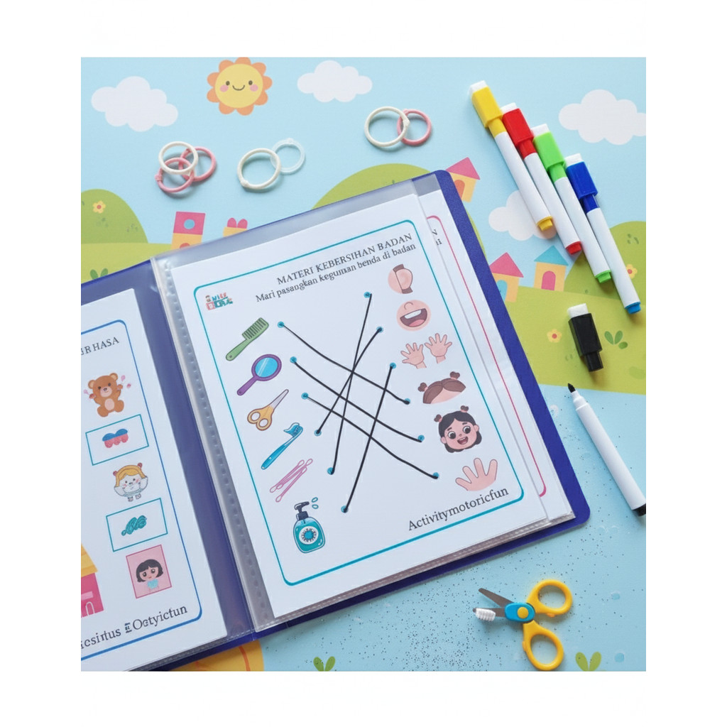 Buku Aktifitas Anak Paud - TK - Wipe and Clean - Free Map Holder - Free Spidol Wipe and Clen / K E