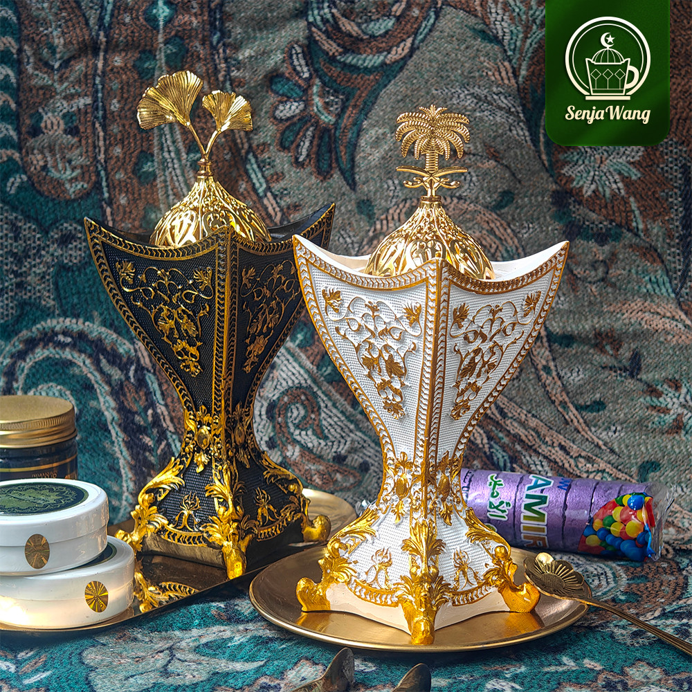 Tempat Bakar Dupa Bulat Arab Antik Resin Mewah Dupa Bakar Arab Dupa Bakar Kotak Mewah Bentuk Cawan