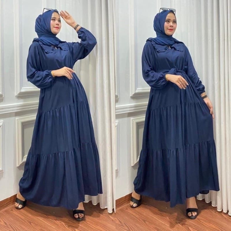 GAMIS NOORA JUMBO REMPEL SUSUN KATUN RAYON - DRESS WANITA REMPEL