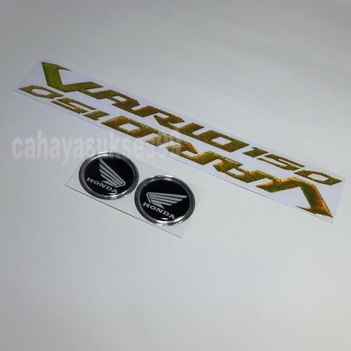 Sticker Timbul Honda VARIO Gold Emblem HONDA Bulat Hitam List Silver