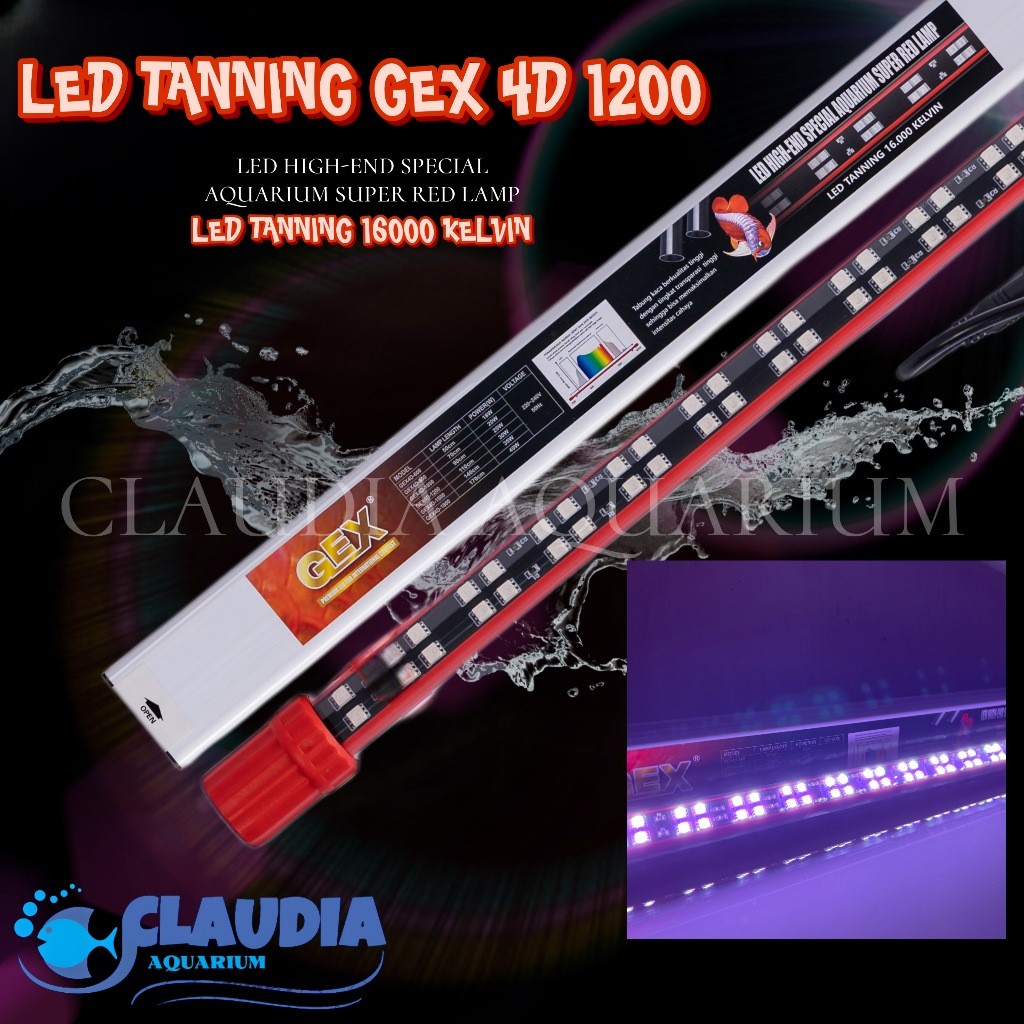 Lampu LED View Tanning Arwana SAKKAI PRO T8 4D GEX 1200 16000K 30W Special Super Red Lamp Led Aquari