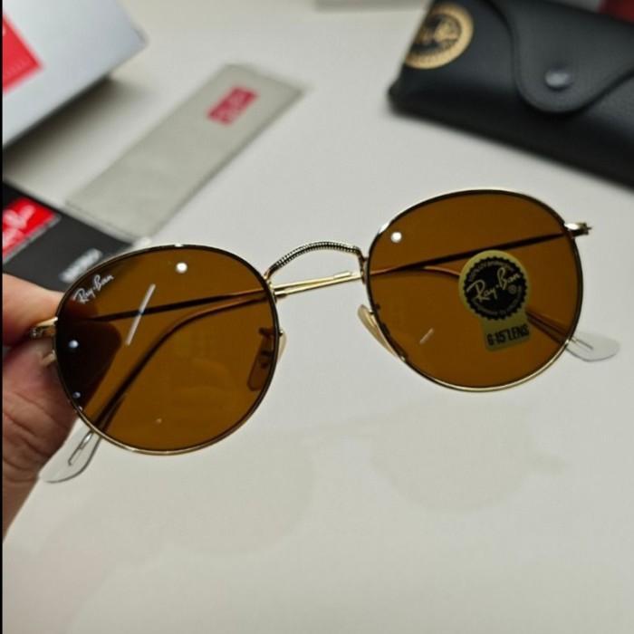 Kacamata Original RB3447 Gold Brown Round Global Fitting