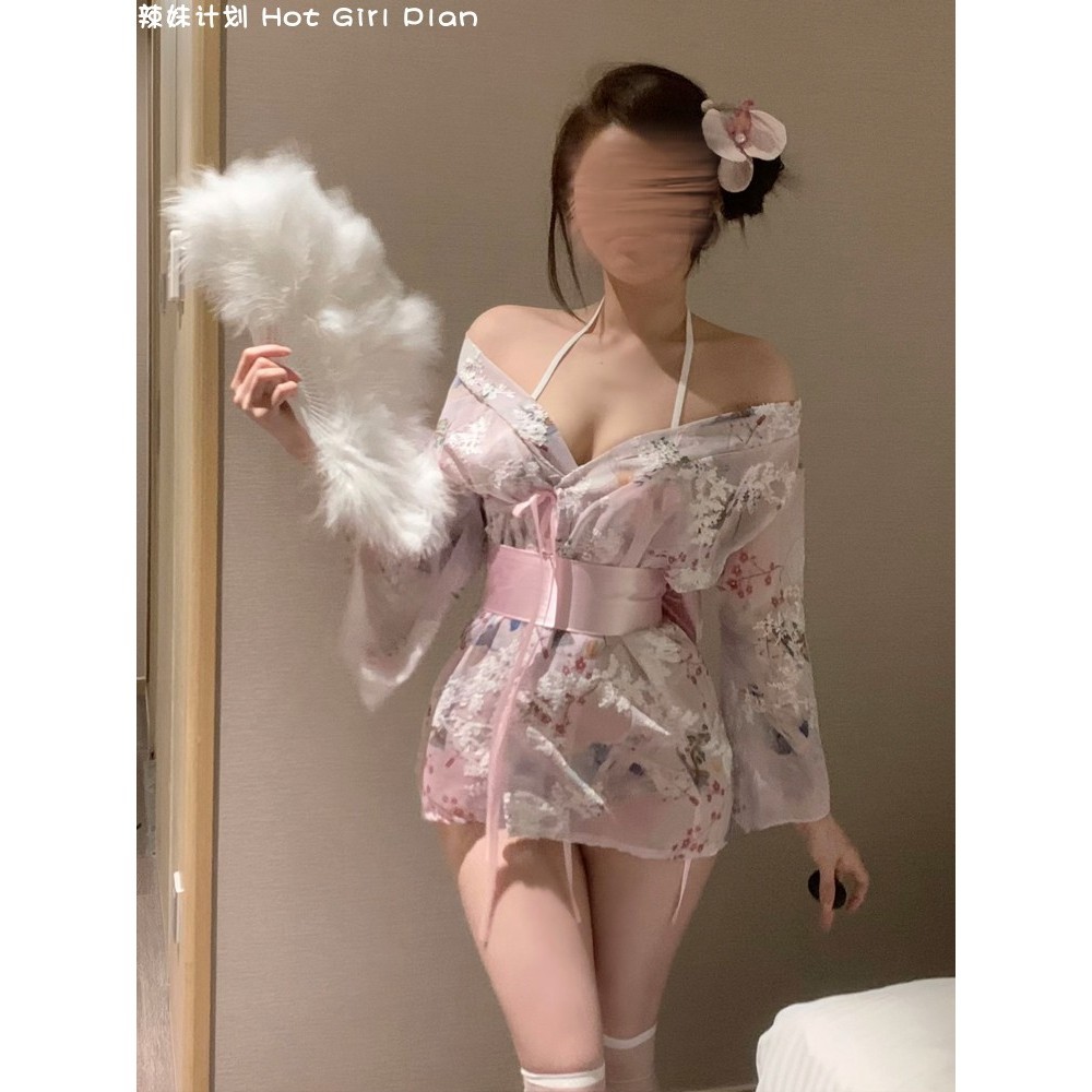 Sexy Lingerie Baju Tidur Wanita QX-6638 Cosplay Kostum Kimono Jepang Pita Sakura Manis Hot