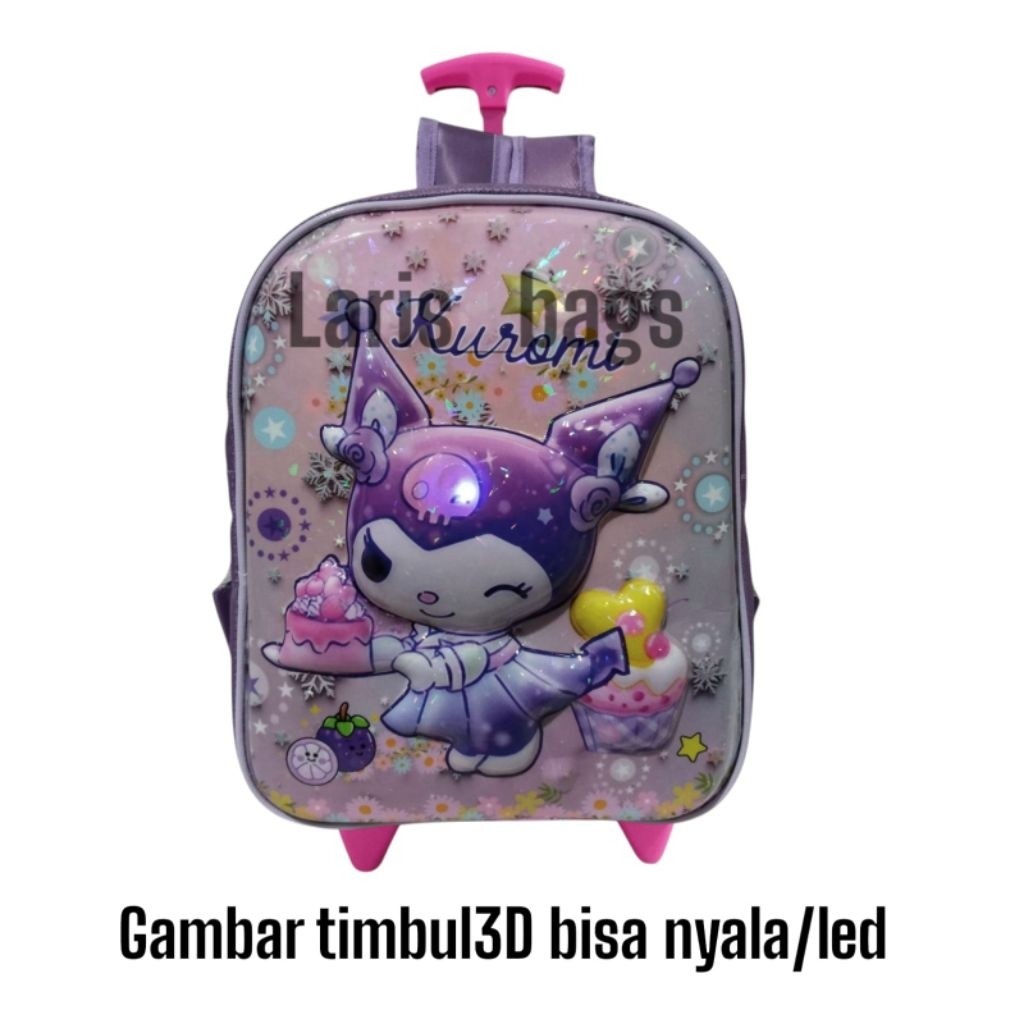 KIKKI SHOP Tas sekolah anak perempuan/Tas troli BTS LED SD/Tas dorong anak/Tas bahu anak/Tas anak tr