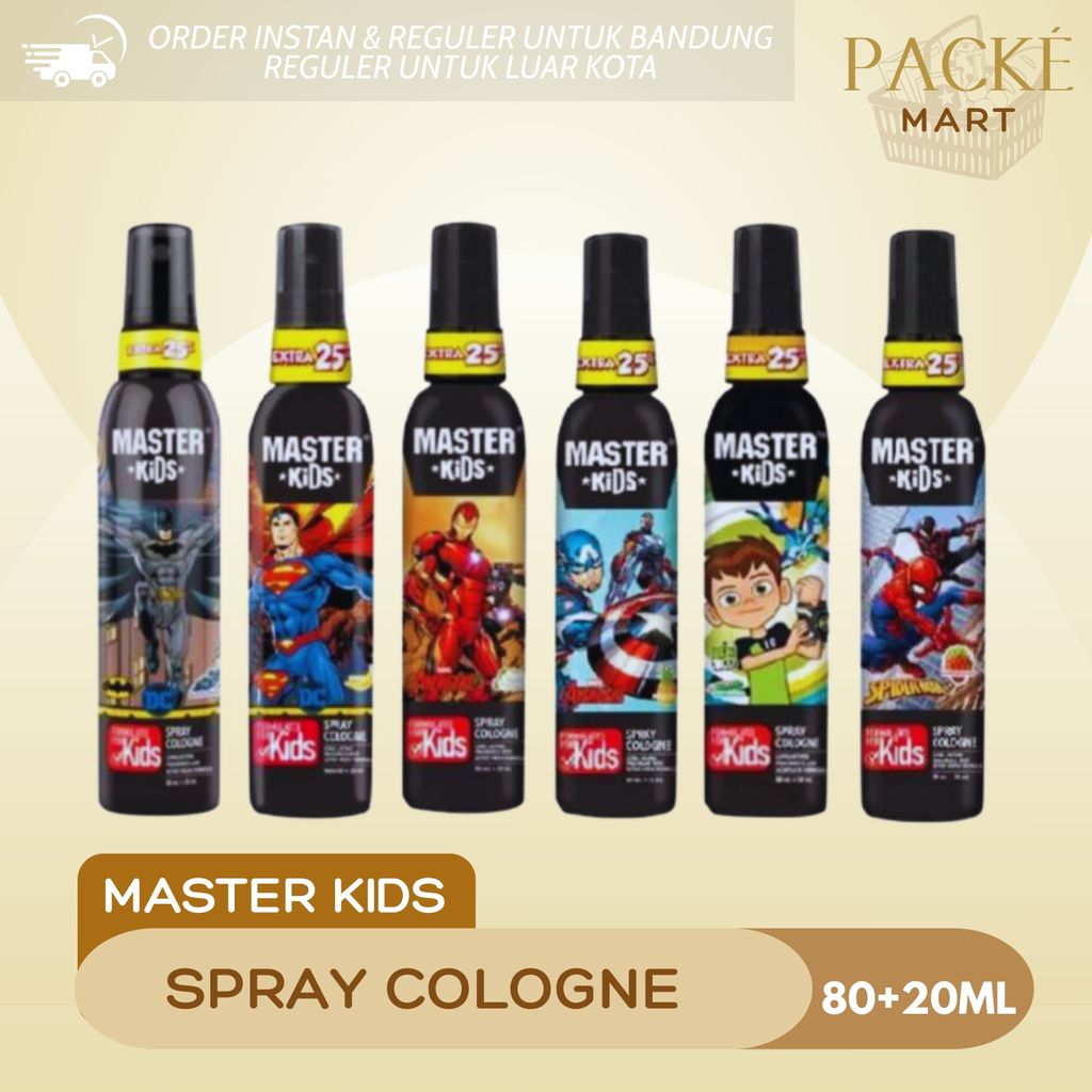 Master Kids Spray Cologne 80+20 ML / Parfum Anak / Batman / Spiderman / Superman / Ben-10 / Caption 