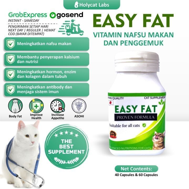 Vitamin kucing Penggemuk Kucing Nafsu Makan Sehat Gembul EASY FAT JAPAN Kucing ECER PER 5 CAPSUL