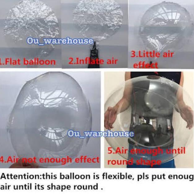 balon pvc transparan 18 inch plus lampu led - balon bening jumbo pvc