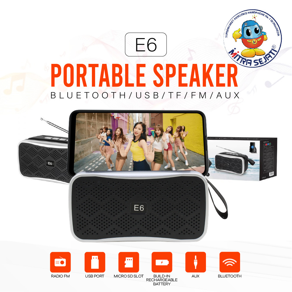 Mitra Sejati Portable Speaker Bluetooth E6 Speaker Wireless High Quality